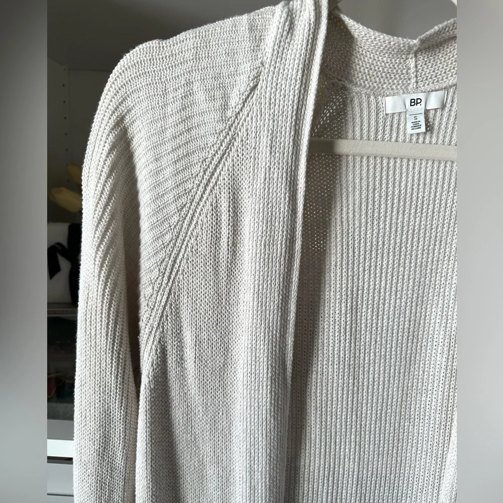 BP long Knit Cardigan Open front Oatmeal Light beige Color